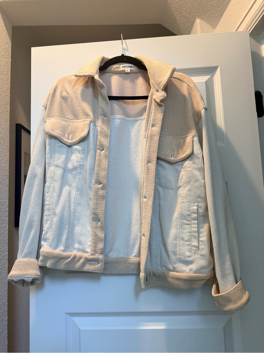 Wild Honey Corduroy Button-Up Jacket in Cream